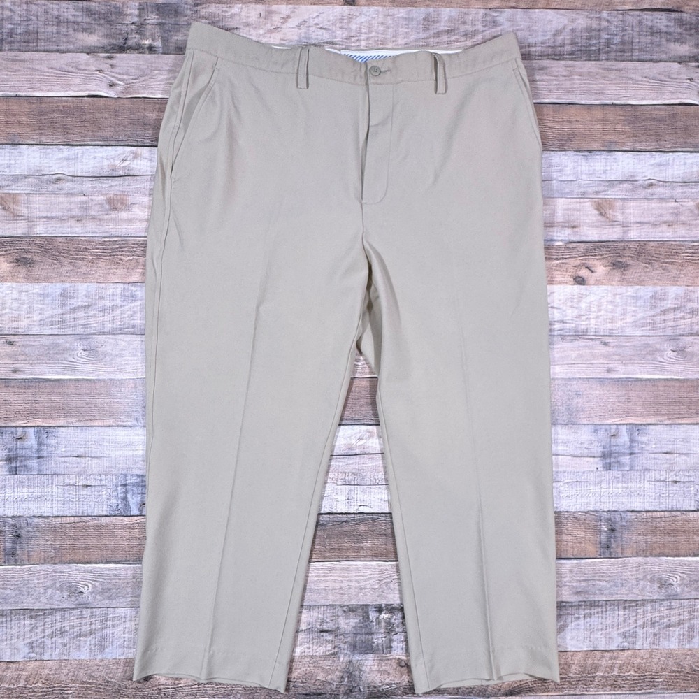 FootJoy Mens Performance Golf Pants‎ Khaki Tan Flat Front Stretch 42x27-29